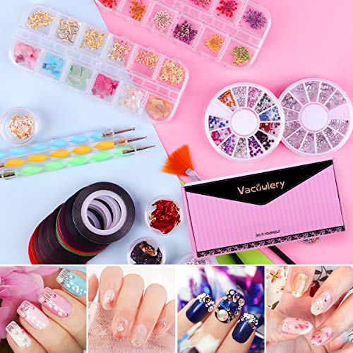 62 Stück Nagel Kunst Design Set, Nail Art Pinsel Set, Punktierung Stift, Streifenband, Nailart Goldfolie, Nagel… – Bild 3