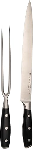 Messermeister Avanta Kullenschliff - Juego de tallar Incluye cuchillo de trinchar y rebanar de 8 pulgadas + tenedor de 7 pulgadas Acero inoxidable