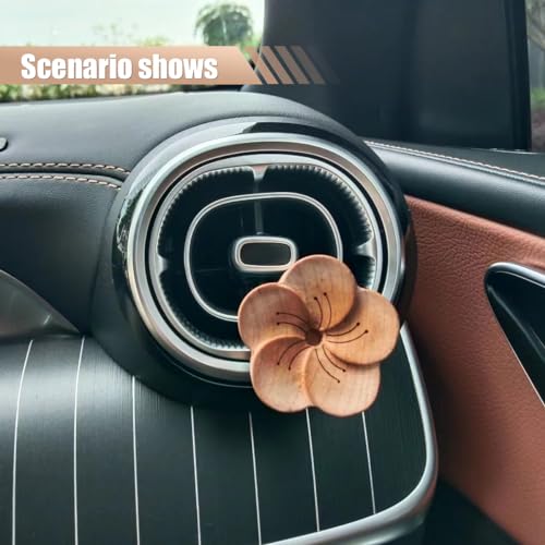 Image of Wood Flower Essential Oil Diffuser, Car Air Vent Clip Aromatherapy Diffuser, Car Diffusers for Essential Oils, Car Diffuser Clip for Car Office Bedroom (Light-1 Pack)