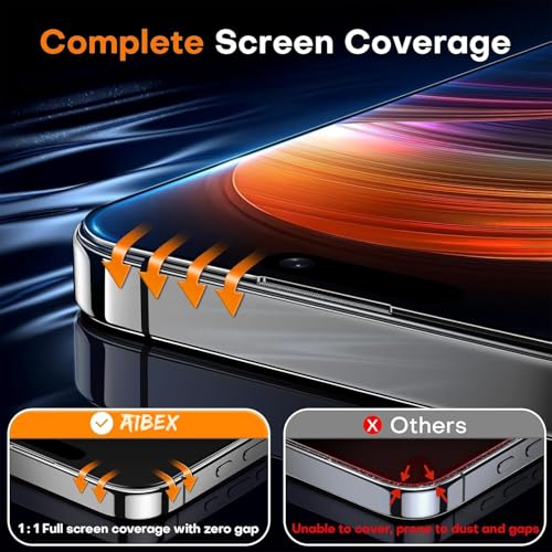 Image of AIBEX Tempered Glass for Apple iPhone 15 Plus /Apple iPhone 16 Plus | 9H Hardness | Anti-Glare & Anti-Fingerprint | Water Resistant | Edge-to-Edge Full Screen Protector | Bubble-Free Installation