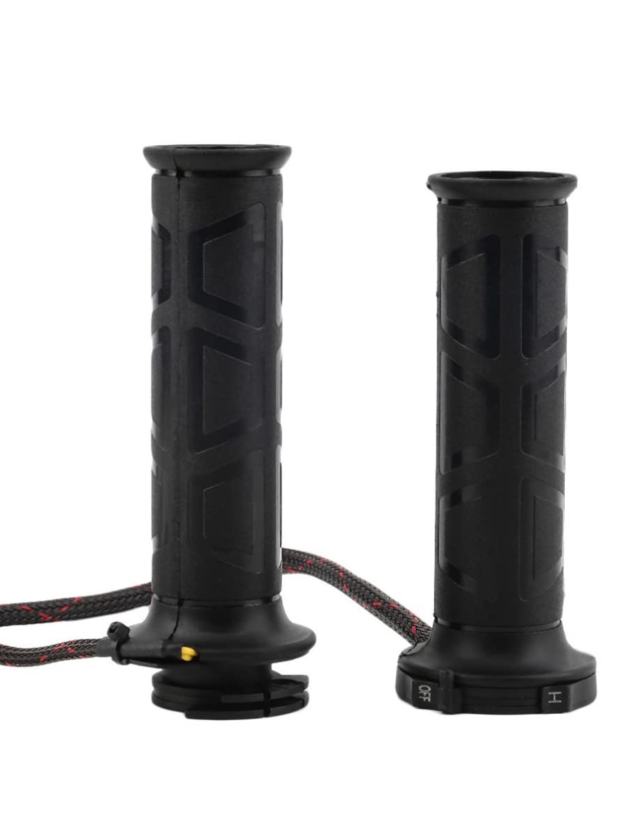 Poignées chauffantes électriques poignées Noires 7/8"Motos Guidon de Moto poignées chauffantes électriques poignées chauffantes Guidon Poignées Professionnelles Motos