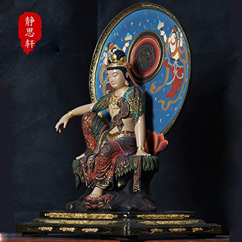 Amazon｜木彫りの仏像 水月観音 菩薩 （総高52cm幅37cm奥行29cm