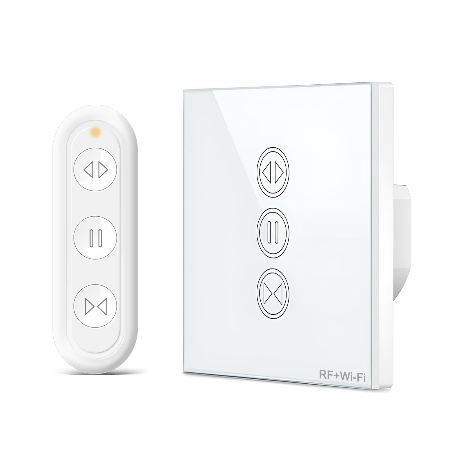 LoraTap Interruptor WiFi Persianas con Mando RF, Control Táctil para Persianas Eléctricas, Compatible con Alexa, Smart Life App, Temporizador Inteligente para Cortinas, 600W, Blanco
