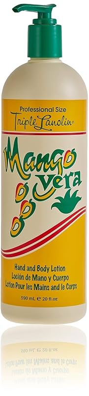 Loção corporal Triple Lanolin Mango Vera com aloe vera e lanolina, fragrância de manga tropical, 591 mL, pacote com 2