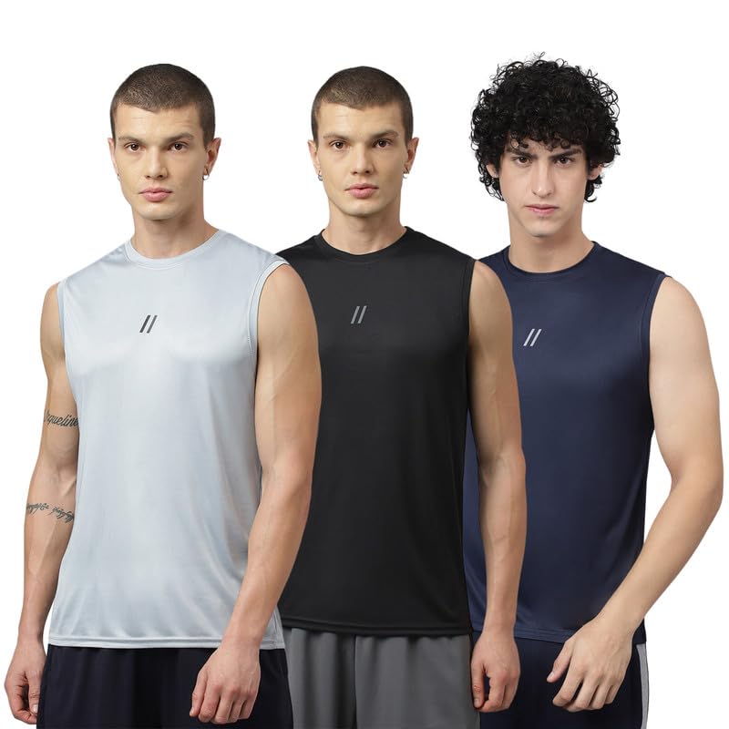 ATICX Men's Slim Fit Polyester Sleeveless T Shirt - Sando Top Tank Muscle Tee for Sports, Gym, Running