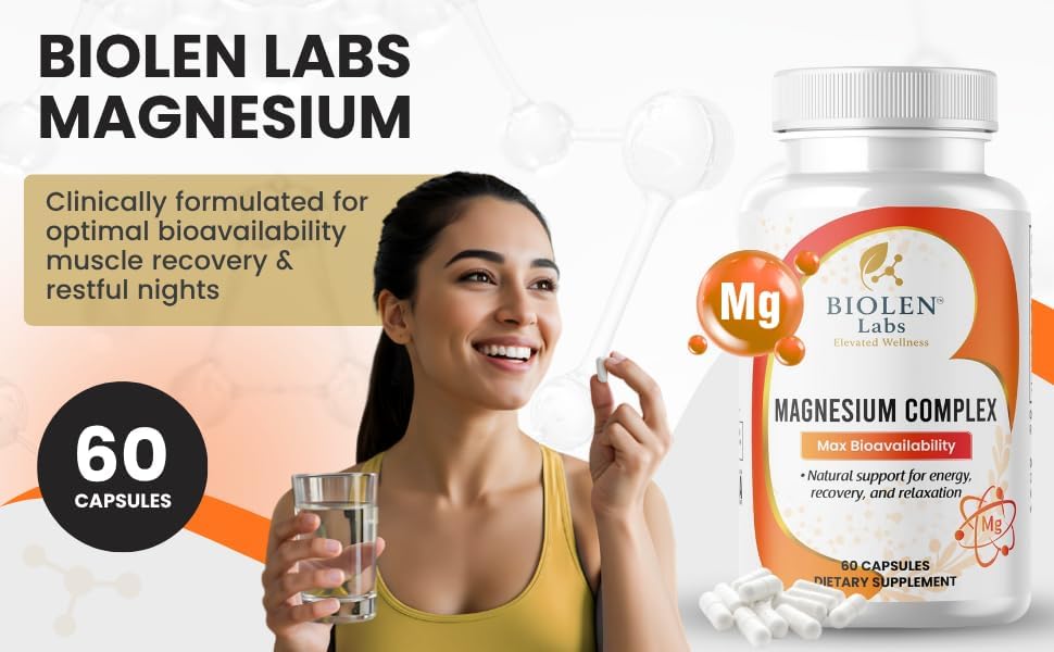 Miniatura 3 de Complejo de magnesio, fórmula máxima de biodisponibilidad para energía, recuperación, relajación, 60 cápsulas veganas, sin OMG, sin gluten