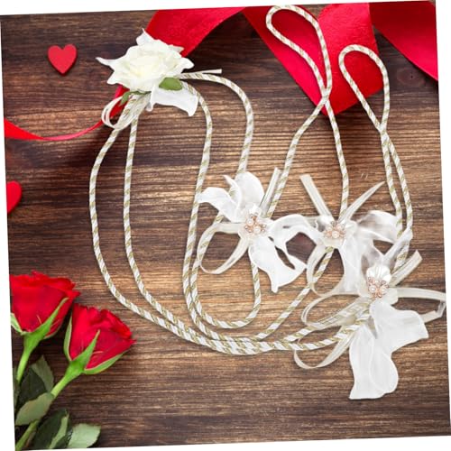 Lazo de boda artificial de 80cm con flores y cinta para ceremonia 6