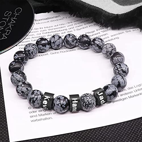 Orfande Personalized Stone Beads Bracelets For Men With Name Engraved Lava Beads Bracelet Tiger Eye Beads Custom Family Name Bracelet For Fathers Day #TOP2