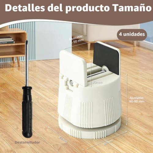 Elevador de muebles ajustable de 6-8 cm con abrazadera de tornillo estable para mesas y camas 3