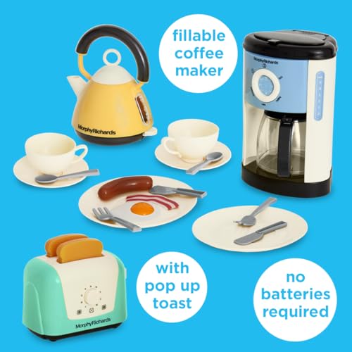 Image of Casdon Morphy Richards Toys - Complete Kitchen Set - Toy Appliance Playset for Kids with Toaster, Coffee Maker, Kettle, Play Food & More - for Children Aged 3+