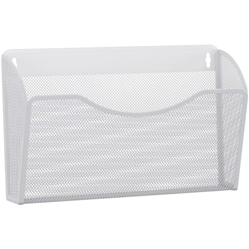 EasyPAG 1 Bolsillo Horizontal Metal A4 Soporte Documentos Pared Oficina Archivador de Pared Organizador Revistas Correo Pared Almacenamiento Archivos Revistero,Blanco