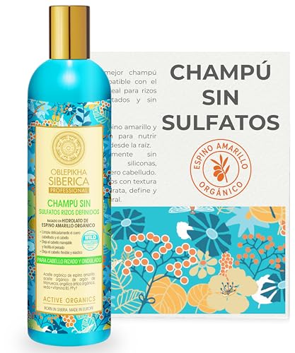 Champú sin sulfatos con hidrolato de espino amarillo orgánico, Rizos definidos, 400 ml