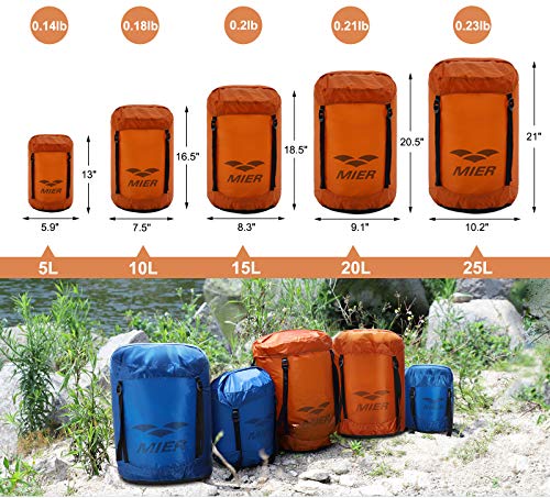 image for MIER Waterproof Compression Stuff Sack Ultralight Cordura Nylon Dry Ba