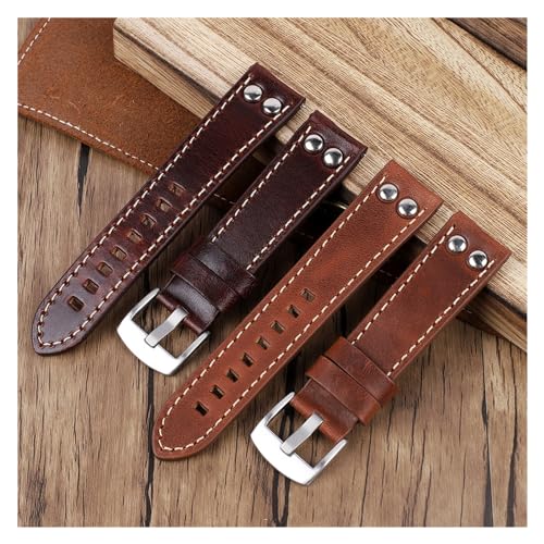 Bracelet en cuir interchangeable MENGKEG robuste 22mm rivets