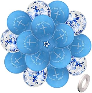 RichMoho First Communion Decorations Boys First Communion Banner Bunting First Holy Communion Banner Balloons for Birthday Party