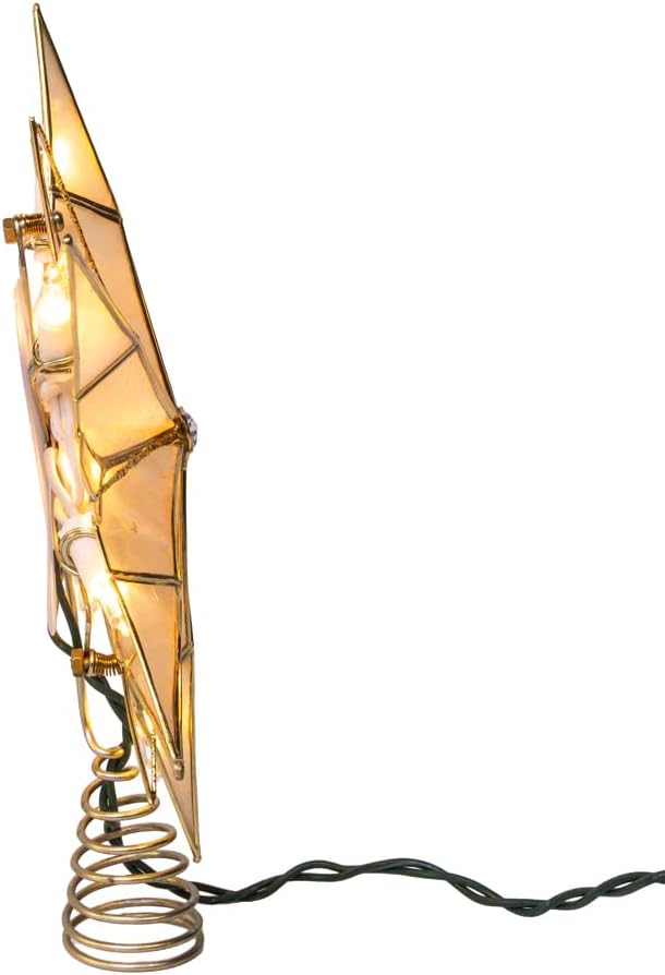 Kurt Adler UL 10L 12-Point Capiz Star with Gemstone Center Treetop