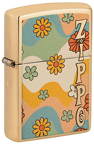 Zippo Flower Power Design High Polish Brass Pocket Lighter
