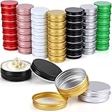 Moxweyeni 49 Pcs 1 Oz/30 ml Aluminum Tin Cans with Screw Lid, Refillable Travel Size Cosmetic Containers for Salves, Beard Balms, Candles, Lip Balm, Spices, DIY Cosmetic Storage (Multicolor)