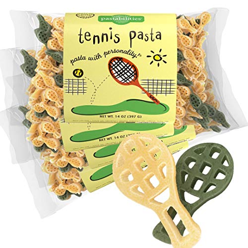 Pastabilities Fun Shaped Pasta for Kids - Tennis Pasta - Racket Sport Theme, Non-GMO Natural Wheat Pasta, All-Natural, Kosher Certified, Made in the USA, (4 Pack, 14 Oz)