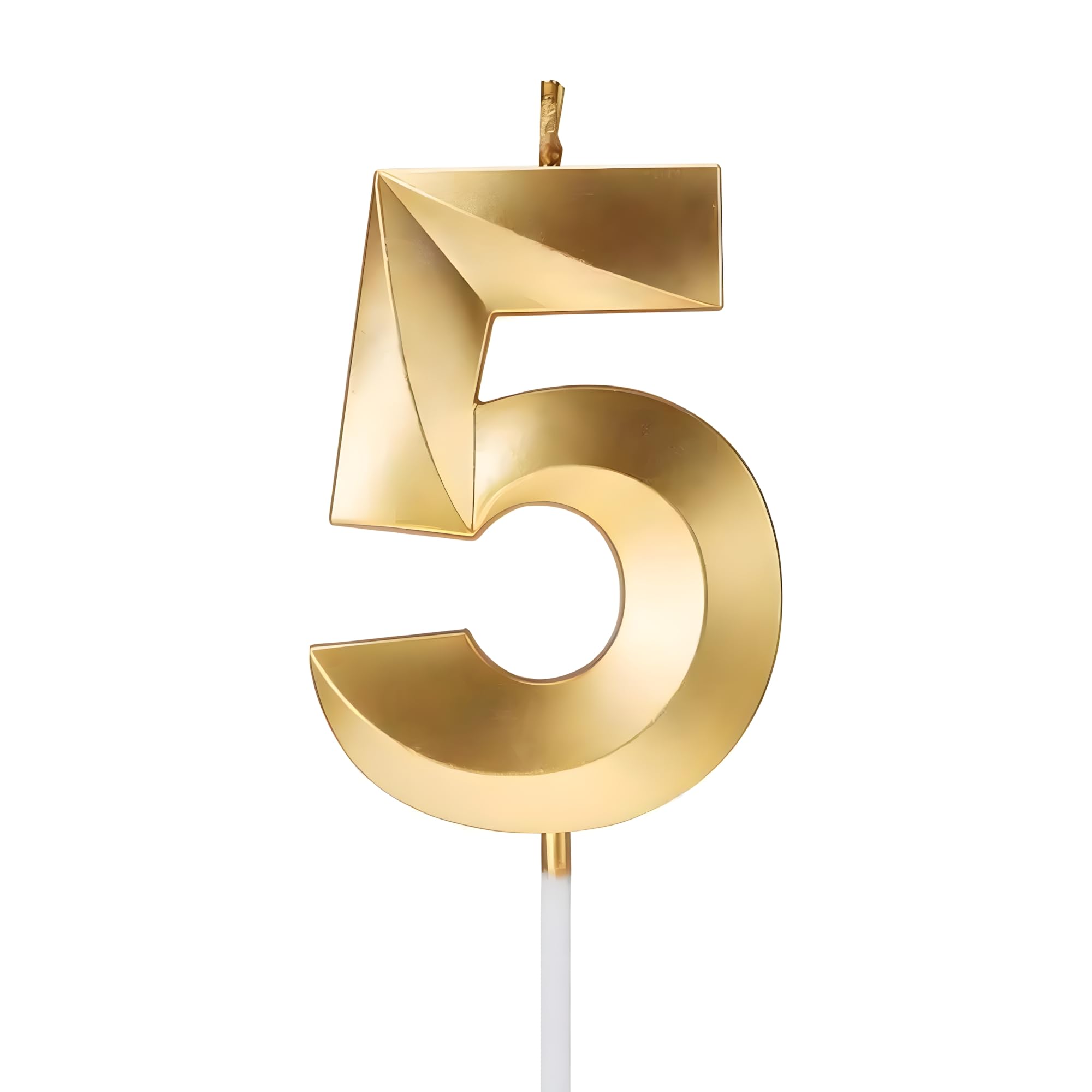 Juzfun Birthday Number Candles 5 Cake Decoration Fifth Year Wedding Anniversary Party Metallic Gold Colour Size : Width 5 x Height 7 CM