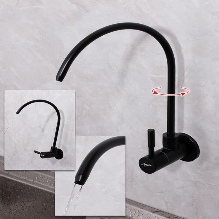 Image of Aquieen Wall Mounted RO Water Purifier Tap, Matt Black | SS 304 Stainless Steel, RO Faucet, For Kitchen