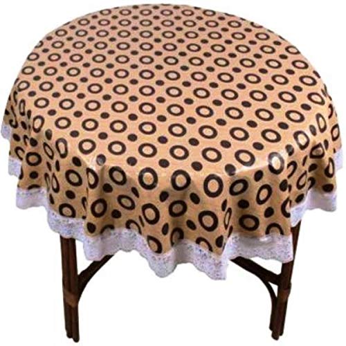 SUPERMACY PVC Round Printed Dining Table Cover Brown Color with White Lace – 2 Seater Table, 45″ Round Shape (Exact Size) SUPERMACY PVC Round Printed Dining Table Cover Brown Color with White Lace – 2 Seater Table, 45″ Round Shape (Exact Size)