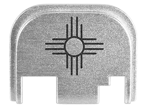 NDZ Performance Rear Slide Cover Back Plate for Glock Gen 1-4 Laser Engraved Anodized Aluminum in Silver - Zia Sun New Mexico Symbol