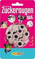 DECOCINO Halloween Essbare Zuckeraugen mit Blut - Augen aus Zucker zur Dekoration von Muffins, Cupcakes, Cake Pops, Kuchen, Torten etc.