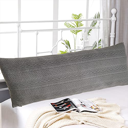 Booque Valley Body Pillow Cover, 20X54 Single Piece Super Soft Elegant Modern 3D Embossed Patterned Cushion Cover With Hidden Zipper Closure Strechy Long Cushion Case For Sofa Bed, Grey #TOP1