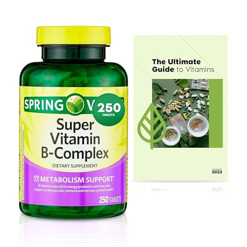 Sprin Val-Ley Super Vitamin B-Complex Tablets Dietary Supplement Value Size 250 Count (Over 8 Months Supply) + Exclusive Vtmx Vitamin Guide (2 Items)