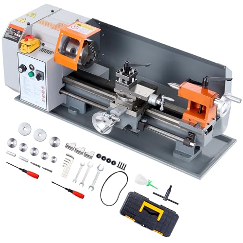 Happybuy Precision Benchtop Power Lathe, 50-2500 RPM Variable Speed, 600W Brush Motor, Metal Gears, Tool Box for Precision Parts Processing
