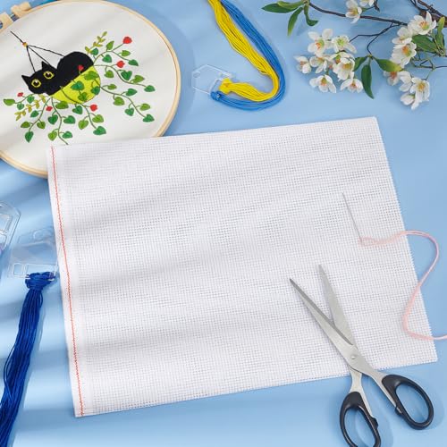 Image of BENECREAT 10 Count Cross Stitch Cloth, 11.8x39 Inch White Essential Basic Aida Cloth for Embroidery Floss and Yarn Knitting, Embroidery Fabric