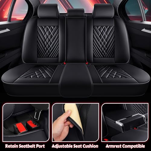 LPDK for Toyota Tacoma Car Seat Covers Full Set, Leather Seat Covers for Car,Lumbar Muscle Pain Healing Function, Waterproof Automobile Seat Protector with Lumbar Support(Black) by LPDK - Used condition - Image 5