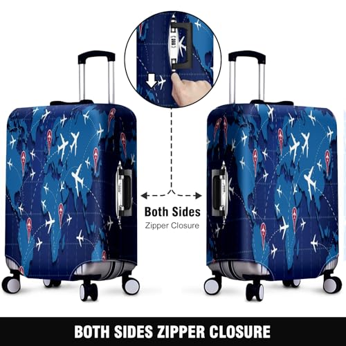 Travel Luggage Cover Suitcase Protector Scratch-Resistant Fit Not Included Suitcase World Map Travel M-22-24in2