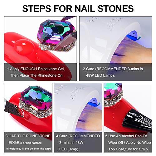 Nail Art 8Ml/One Jar Of Wipe-Off Rhinestone Glue Gel Adhesive Resin Gem Jewelry Diamond Polish Clear Decoration With Pen Tools (Led Light Cure Needed) Thicker&More Sticky Than Others #TOP1