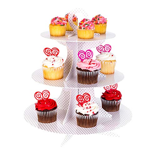 Présentoir à cupcakes 3 étages en carton noir et blanc pour buffet chic