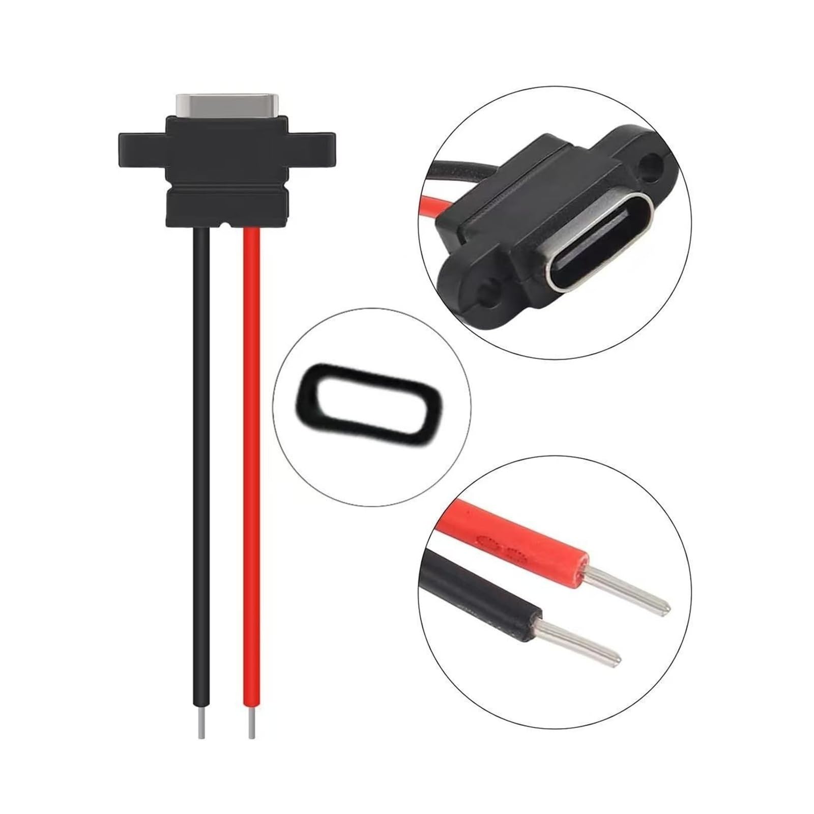 USB C Waterproof Panel Mount Socket 3A Fast Charging 2Pin Connector (15 szt.)