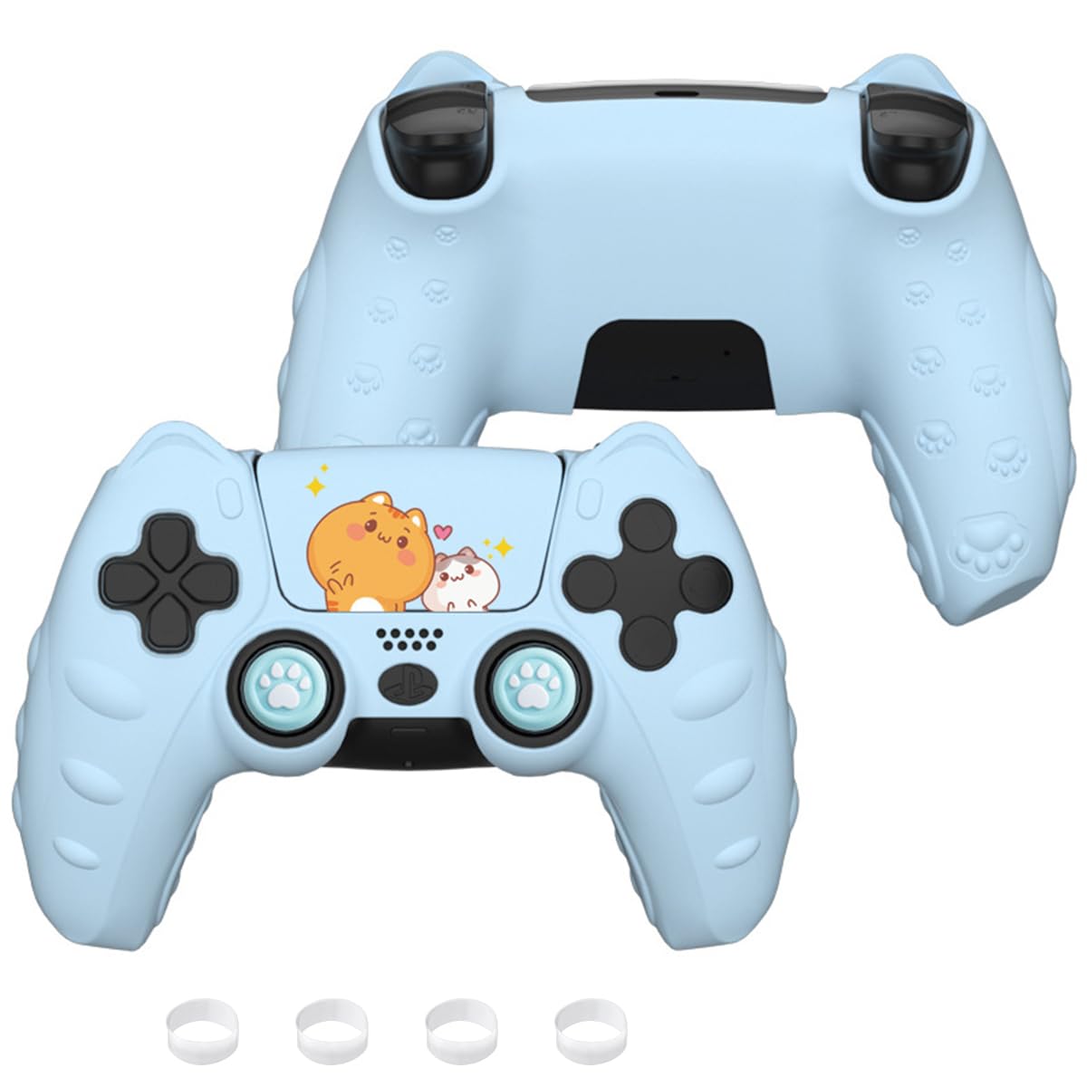 ZORBES® Silicone Skin Cover for PS5 Game Controller Protective Skin Cover for PS5 Game Controller, Cartoon Cute Anti-Slip Game Controller Skin Cover with Decorative Sticker & 2 Thumb Grip Caps