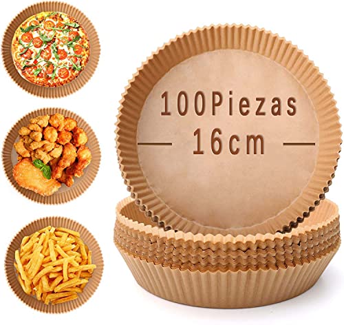 Papel freidora aire-100 Piezas desechable papel pergamino horno freidora aire Freidora de aire de papel para hornear a prueba de aceite, a prueba de agua de grado alimenticio para hornear Cover