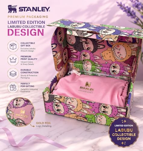 Image of Stanley The Quencher H2.0 Flowstate Tumbler with Straw, 40oz, Pink Labubu Character Print, Double-wall Vacuum Insulated, Limited Edition
