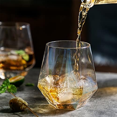 YFOPEN Diamond Whisky Cup,Special Inclined ,11 oz,Romantic,Party, First Choice for Gift Giving.Applicable to: Scotch Whisky,Bourbon Whisky,Rum, Best for Colored Drinks (Transparent, 1)