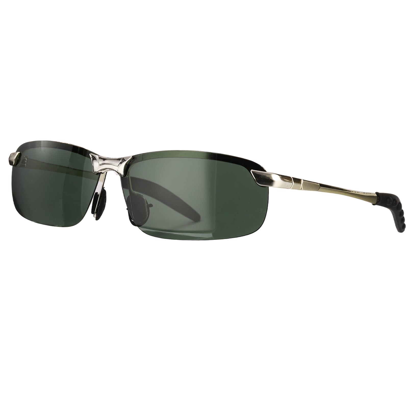 sourcing map Polarized Sports Sunglasses for Men Womens, UV400 Protection 27g Lightweight Adjustable Nose Pad & Bendable Temples Cycling Goggles for Running Skiing Fishing, Gold/Green