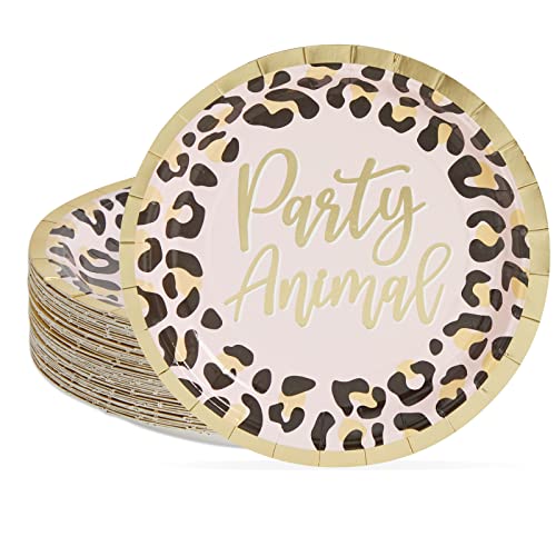 Sparkle And Bash DOGHU Cheetah Print Paper Plates For Party Animal Safari Birthday Supplies cover
