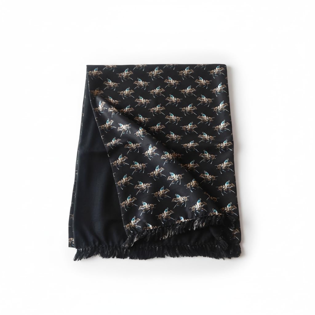 Polo Theme Pure Silk and Wool Blend Scarf for Men Soft Warm Lightweight Neck Wrap for Winter Formal and Casual Wear-image-41