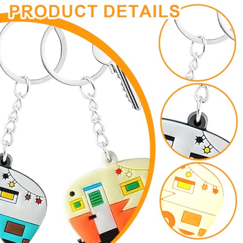 AOEVUIR 2 Pcs Schlüsselanhänger Wohnwagen Camper Schlüsselanhänger Wohnmobil Deko Retro Reiseanhänger Zubehör RV Campervan Geschenk Charm