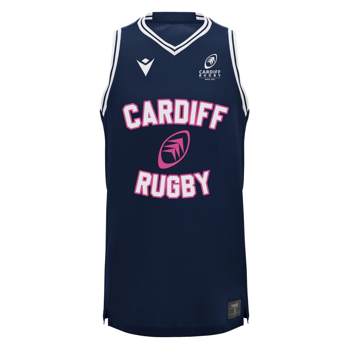 Macron Cardiff Rugby 2024/25 Mens Training Basketball Vest Navy (UK, Alpha, XL, Regular, Regular)