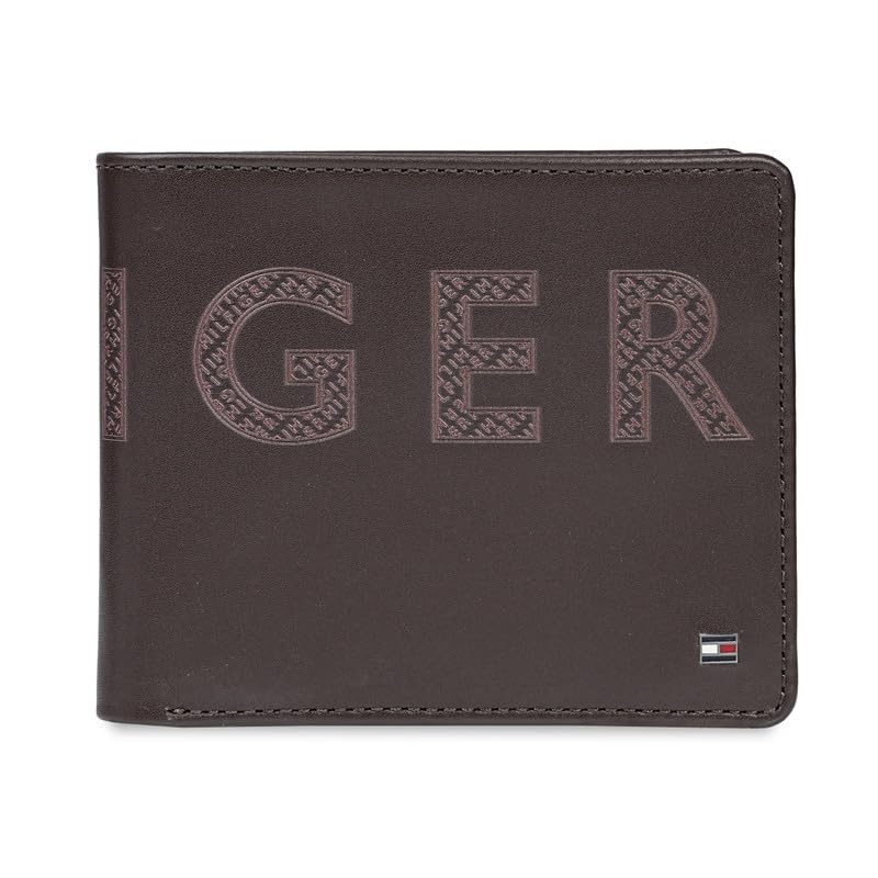 tommy hilfiger Men's Genuine Leather Global Coin Wallet Anapolis - Brown | Slim Bifold with Secure Coin Pouch, 2 Compartments 4 Card Slots | Stylish Purse of Gents-picture-38