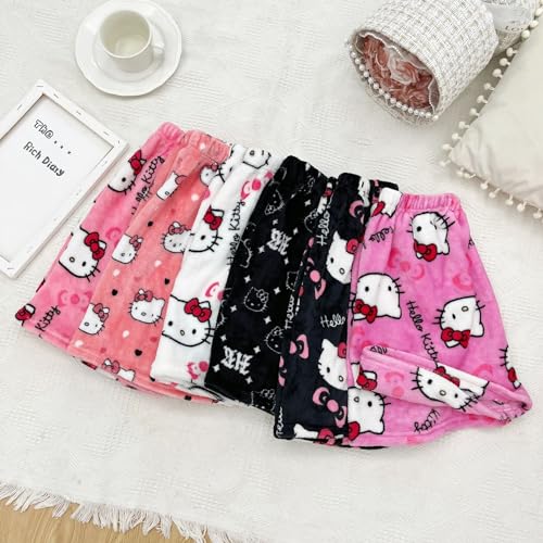 Tahvesur TAHVESUR-B Cartoon Cat Woman Pajama Pants Shorts Flannel Casual Sports Shorts Wide Leg Shorts Summer Y2K Style Xl Rose thumb #6