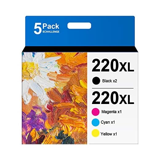 T220XL 220XL High Yield Remanufactured Ink Cartridge Replacement for 220XL 220 XL T220XL to use with WF-2750 WF-2630 WF-2650 WF-2760 XP-320 XP-420 XP-424( 2 Black, 1 Cyan, 1 Magenta, 1 Yellow)