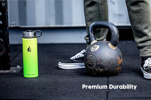 Image of HYDRO CELL Stainless Steel Insulated Water Bottle with Straw - For Cold & Hot Drinks - Metal Vacuum Flask with Screw Cap and Modern Leakproof Sport Thermos for Adults (Neon 24oz)